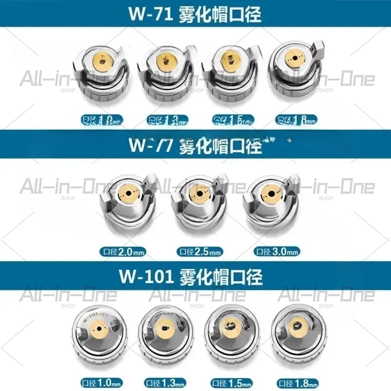 W71/77/101 Spray Gun Nozzle Kit 1.0/1.3/1.5/1.8MM Nozzle Needle and Nozzle Cap Set Spray Gun
