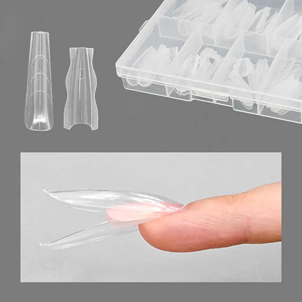 ساندويتش أشكال أظافر مزدوجة 240 قطعة ملحقات-أشكال مزدوجة نعش اللوز أشكال أظافر قالب علوي قالب سفلي ثلاثية الأبعاد شبه منحرف #6