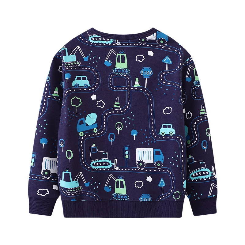 Jumping Meters 2-7T Boys & Girls Long Sleeve Hooded Sweatshirt Car Theme Baby Sport Shirt Autumn Spring Pullover Top