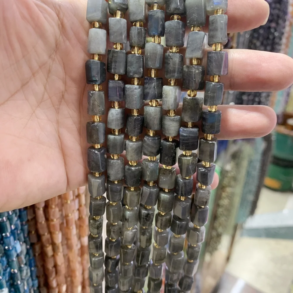 

Natural Charoite Stone Labradorite round Column Tube Space Beads For sunstone Jewelry Making DIY Bracelets Necklaces
