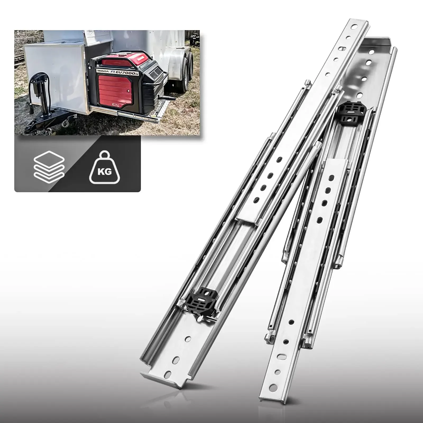 Wholesale 76mm Ball Bearing Telescopic Drawer Slide Furniture Hardware Cabinet Accessory for Kitchen RV Gym 225kg Load Capacity