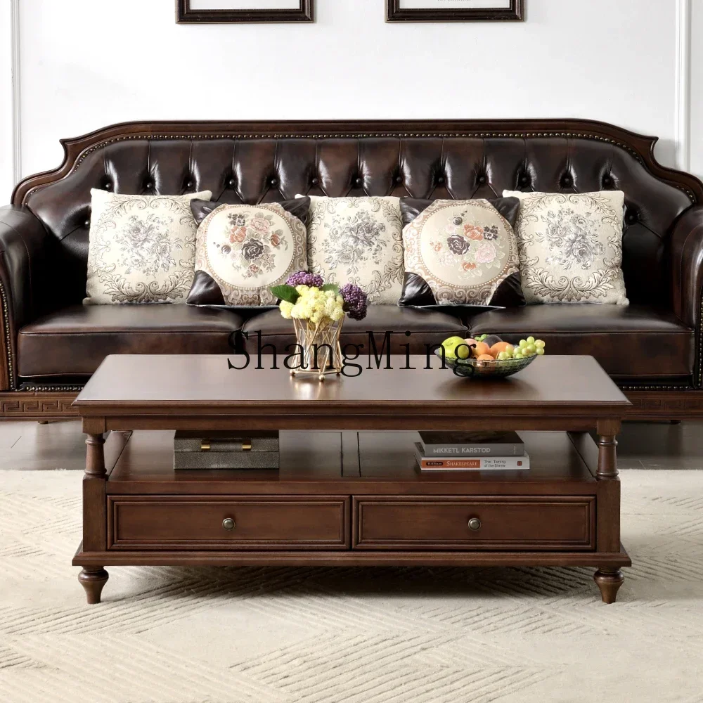 ZZJ high value Chinese retro solid wood coffee table home small apartment living room styling furniture log coffee table