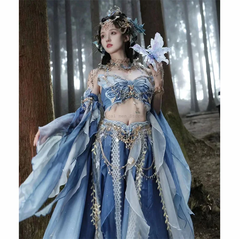 Vestidos de estilo exótico de elfo, traje de princesa de la región occidental, vestido de mariposa, ropa Hanfu para mujer, disfraz de elfo de la jungla HanDress