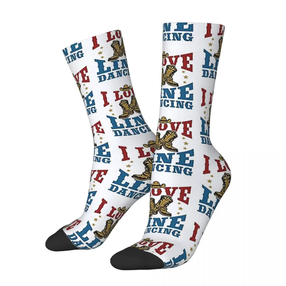 

I Love Line Dancing Socks Harajuku Sweat Absorbing Stockings All Season Long Socks Accessories for Man's Woman's Gifts