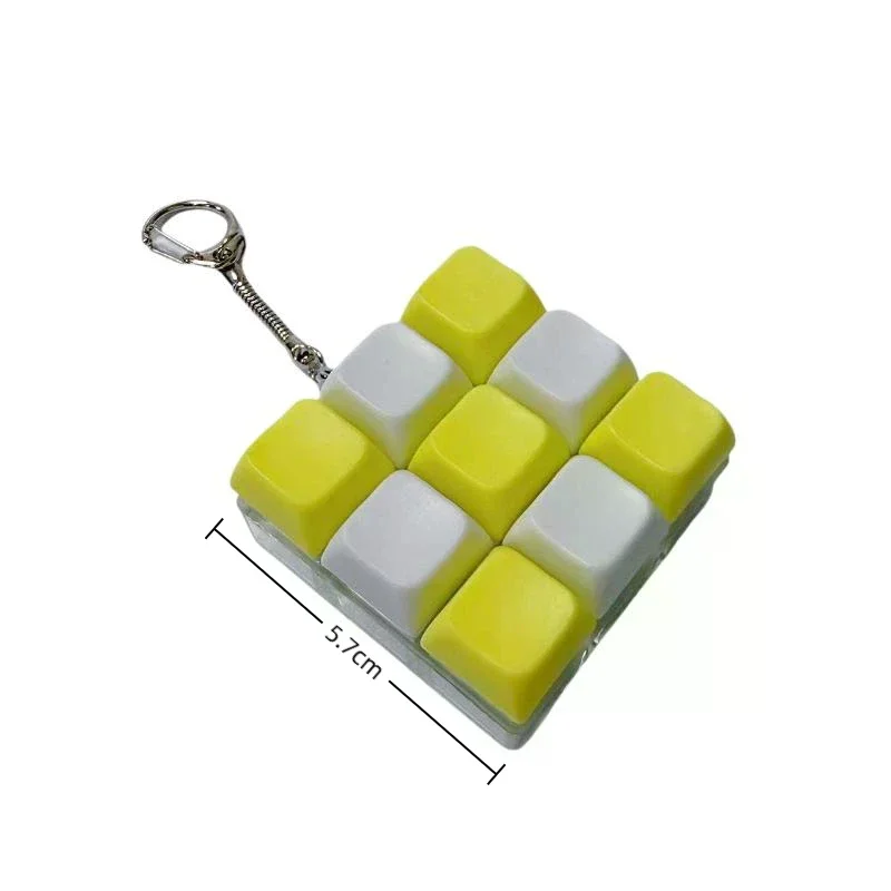 New Fidget Keychain DIY Keyboard Fidget Keychain Keys Button Relief Stress Finger Keyboard Cap 9Keys Pass The Time Clicker Toy