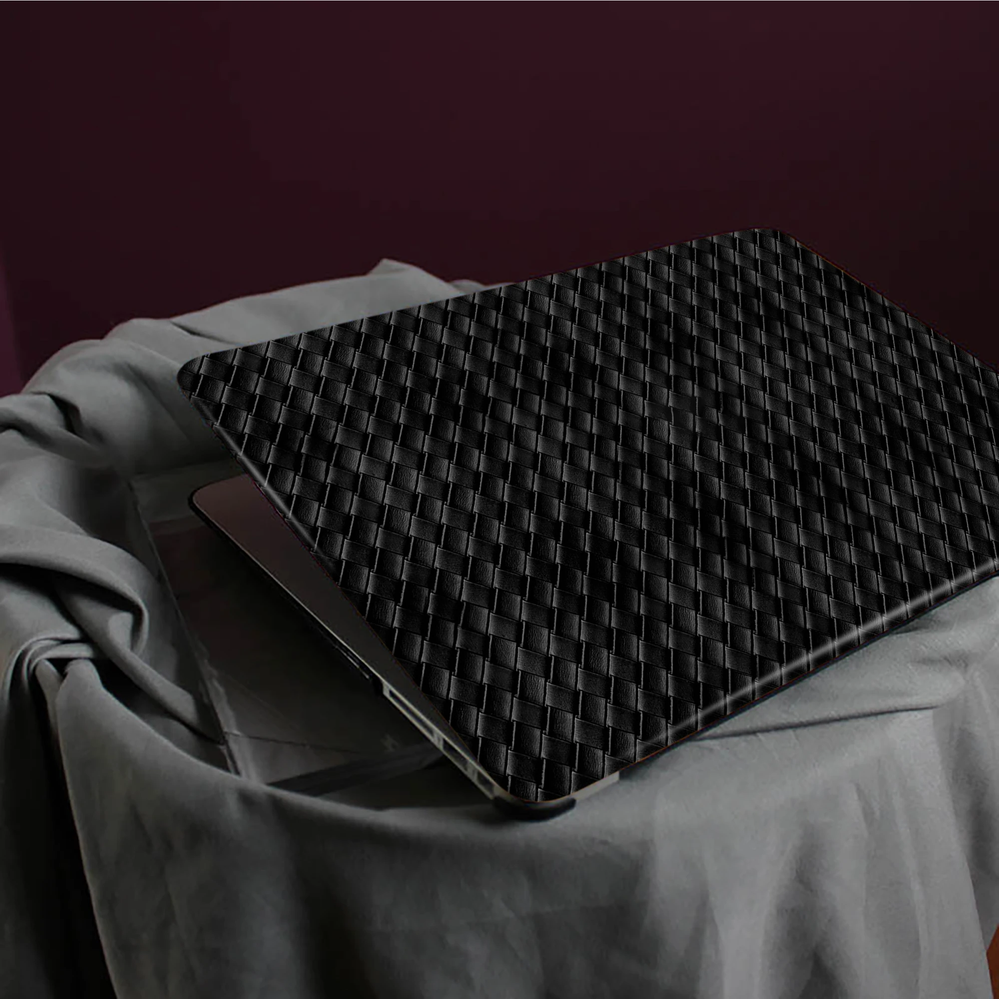 

Luxury Woven MacBook Case, Black Leather Laptop Hard Case for Macbook Pro 13 14 16 15 Air 13 A2179 With Cutting Out Logo