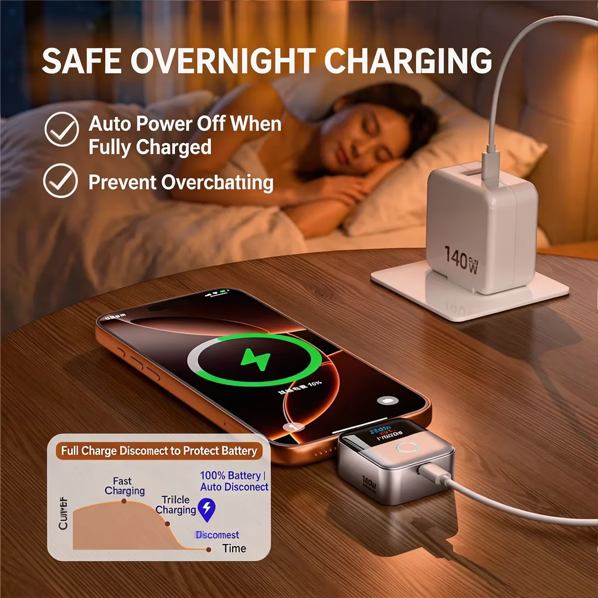Night Charging Safer Full Power Separator Battery Health Protection Adapter with Real Time Charging Data for Phone Tablets Safe