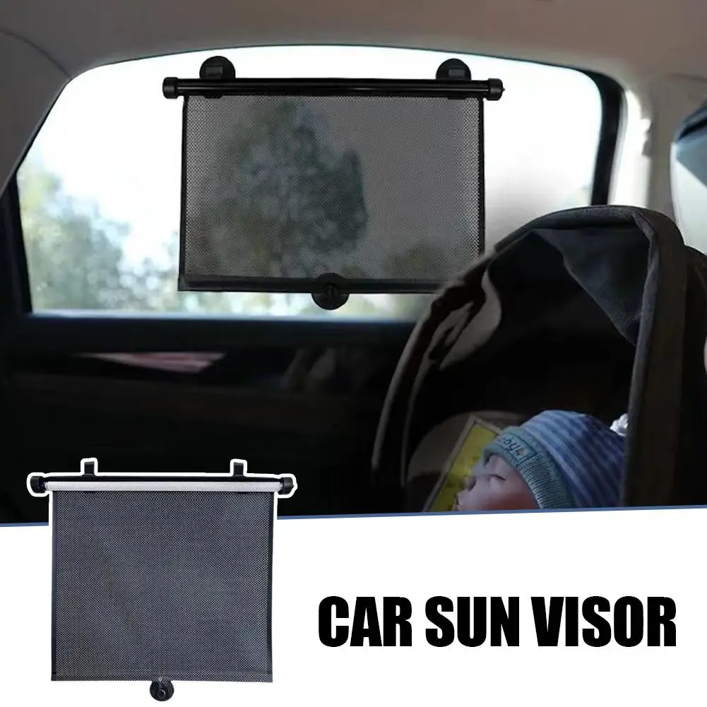 

1pc Car Sun Visor Roll Up Retractable Curtain Universal Perforated Sunshade Blind For Side Windows UV Protection Car Accessories