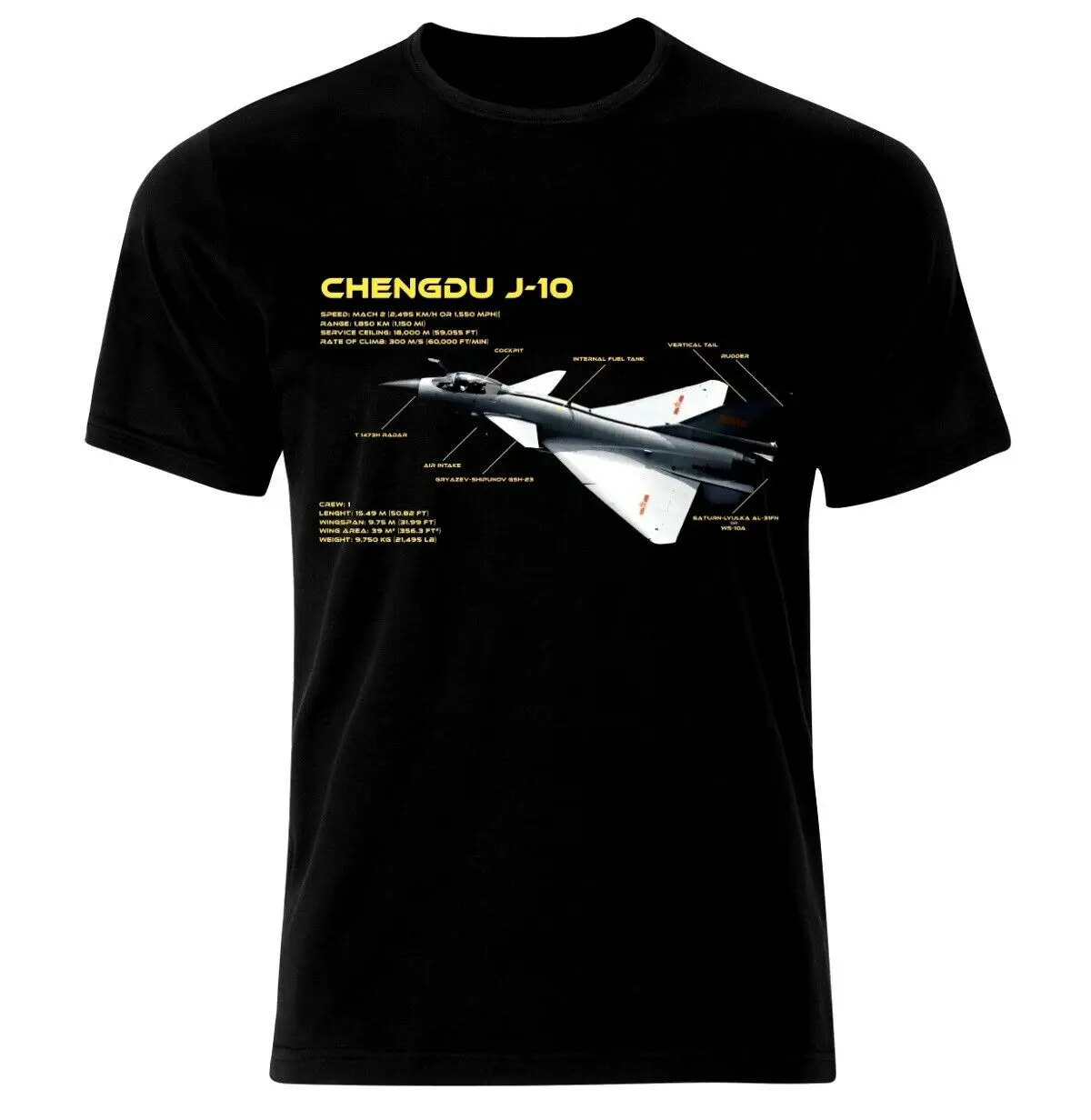 Chengdu J-10 Vigorous Dragon Multirole Combat Aircraft Blueprint T-Shirt 100% Cotton O-Neck Short Sleeve Casual Mens T-shirt