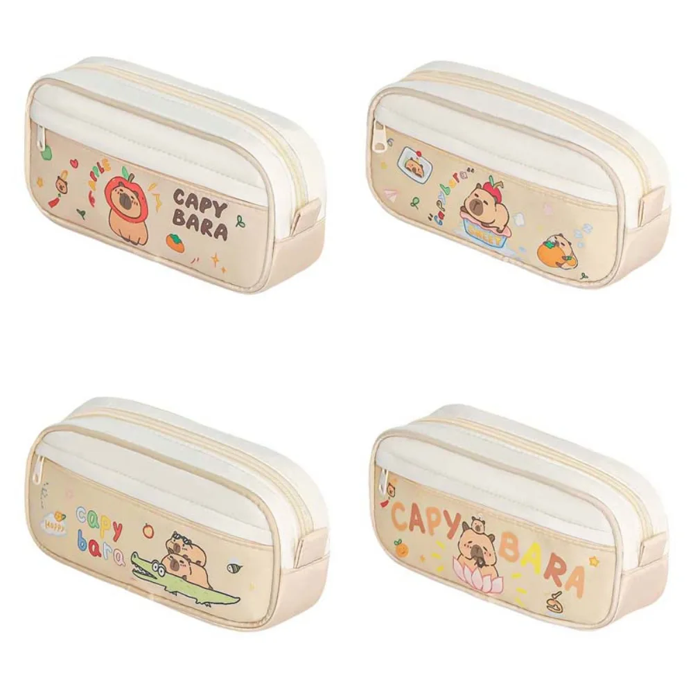Pencil Case Capybara Stationery Bag Large Capacity Desktop Storage Large Capybara Pen Bag Animals Capibala Cartoon Pencil Bag