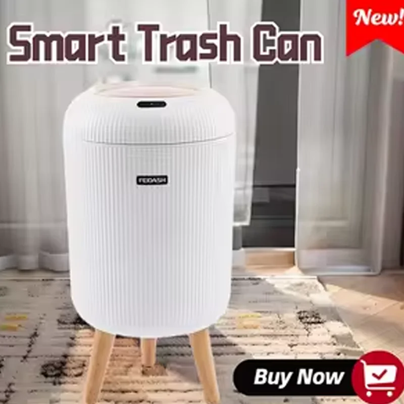 

Smart Trash Can 10L Infrared Automatic Switch Lid White Model Waterproof Suitable for Use in Bathroom Living Room and Kitchen