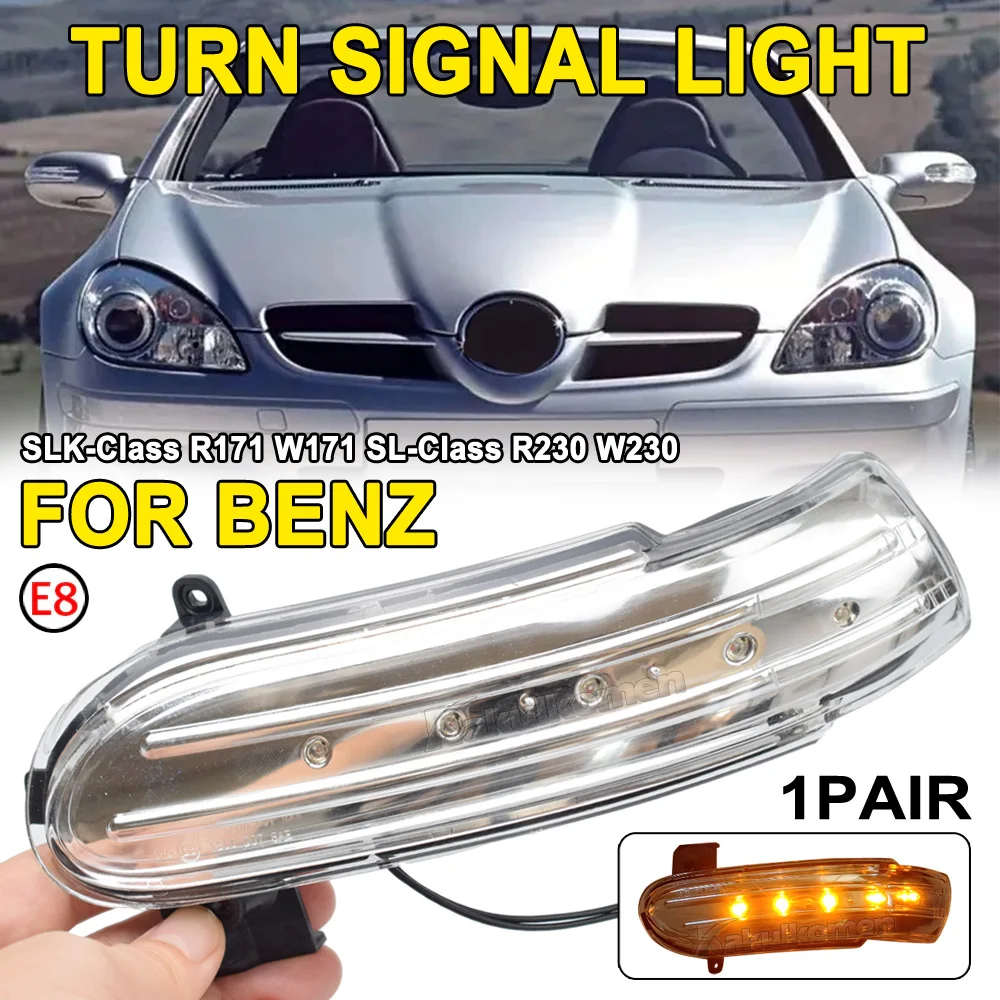 For Mercedes-Benz W171 R171 SLK R230 W230 SL Dynamic LED View Mirror Indicator Blinker Turn Signal Light A1718200421 A1718200321