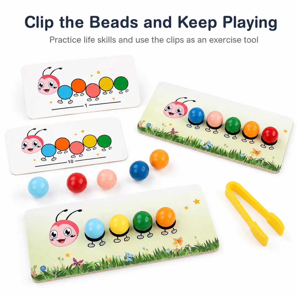 Clip Beads Toys Color Sorting Montessori Toy Educational Preschool Learning Toys Gifts Fine Motor Skill Toy For Preschool Kids