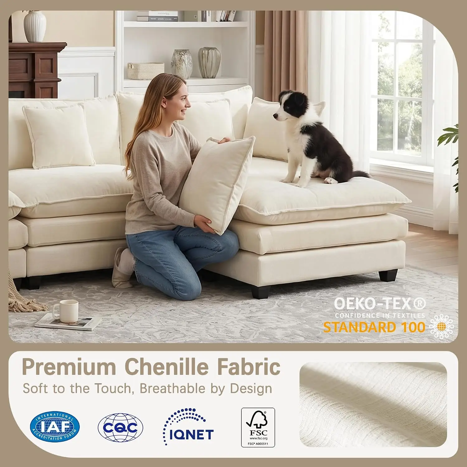 Oversized Loveseat Sofa, 70" Sectional Cloud Couch for Living Room