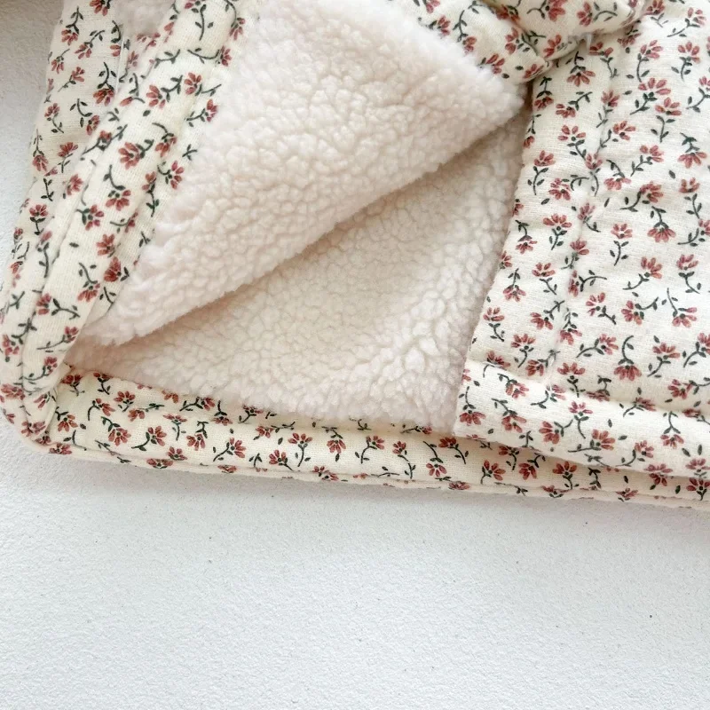 0-3 سنوات الوليد طفلة معطف الشتاء الأميرة الاطفال الدانتيل طوق زهرة الصوف رشاقته سترة دافئة ملابس خارجية المخملية ملابس الطفل #6