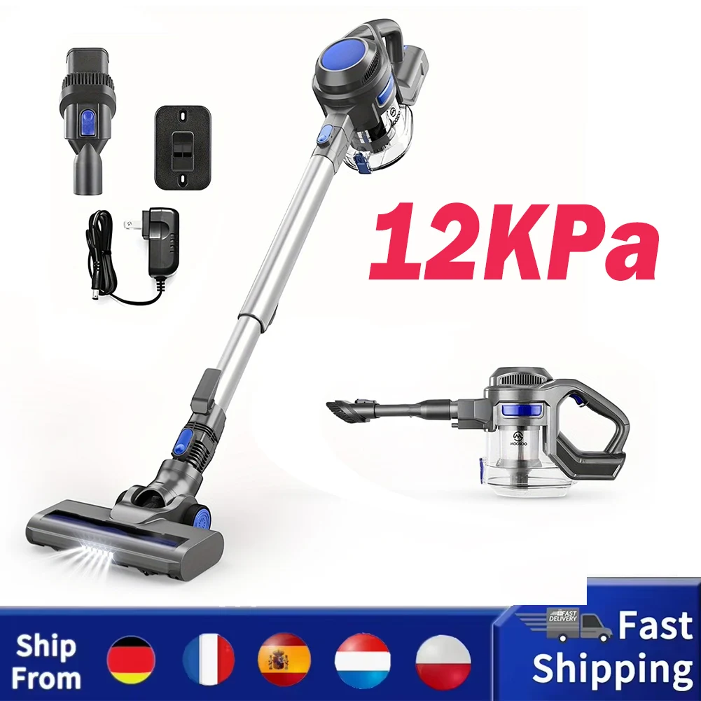 MOOSOO XL-618A Cordless Stick Vacuum Cleaner, 12KPa Strong Suction, 30min Max. Runtime, 120W Brushless Motor, LED Electric Brush