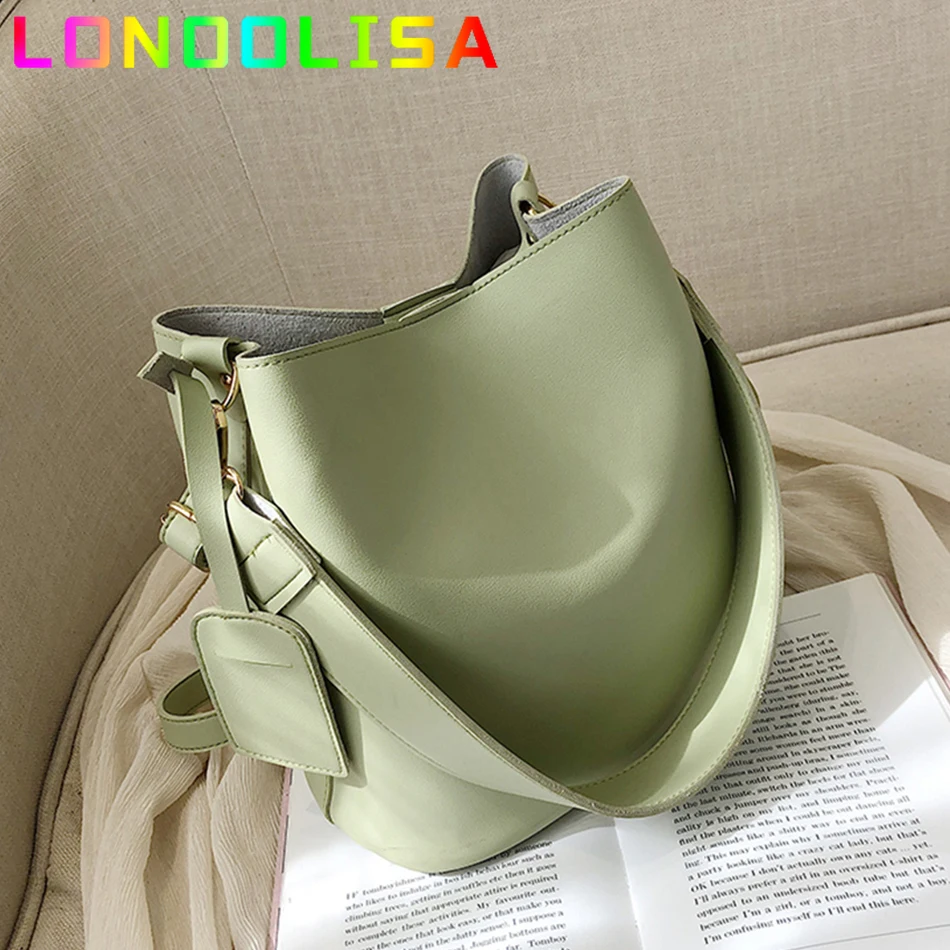 

2piece/set Fashion Design Pu Leather Women's Handbag Purse Casual Lady Tote Female Large Capacity Bucket Shoulder Crossbody Bag