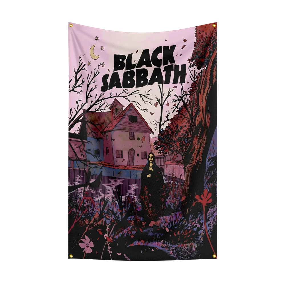 B-Bla-ck S-Sa-bb-aths Band  Polyester Banner Tapestry for club  Garage Decor Concert Flag fan collection