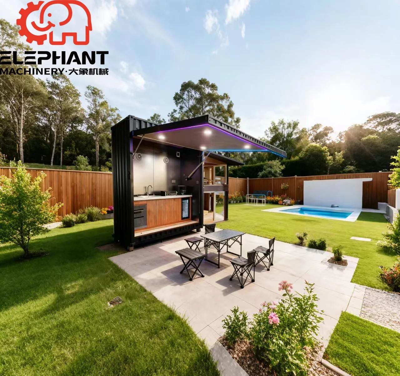 Customized Prefab Modular Portable Outdoor Kitchen Stainless Steel Electric Grill Station Waterproof Eco-Friendly Flame Safety