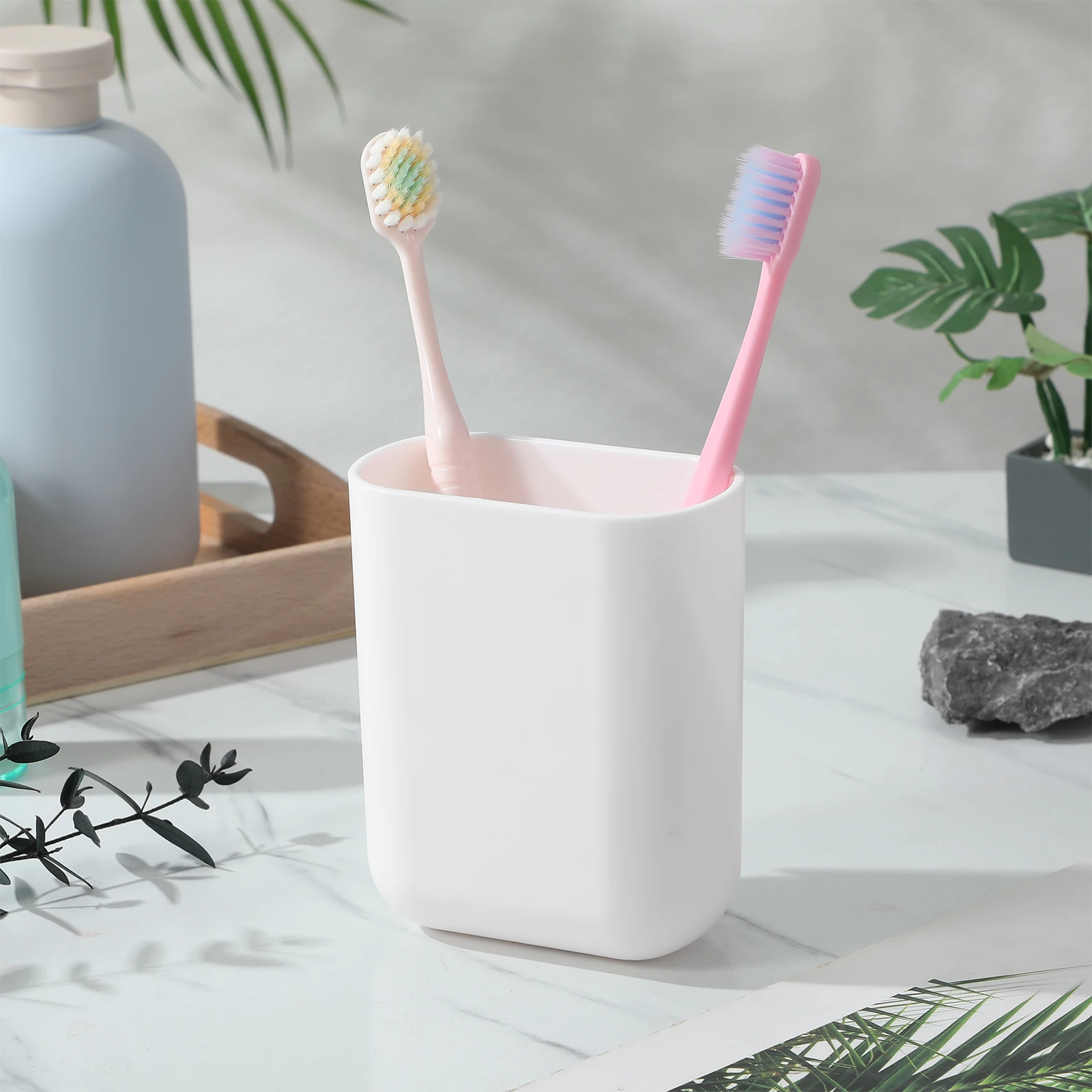 

2Pcs Wall Mount Toothbrush Holder Electric Toothpaste Rack Small Storage Box White Bathroom Organizer Dry Drain Holes Clean Tidy