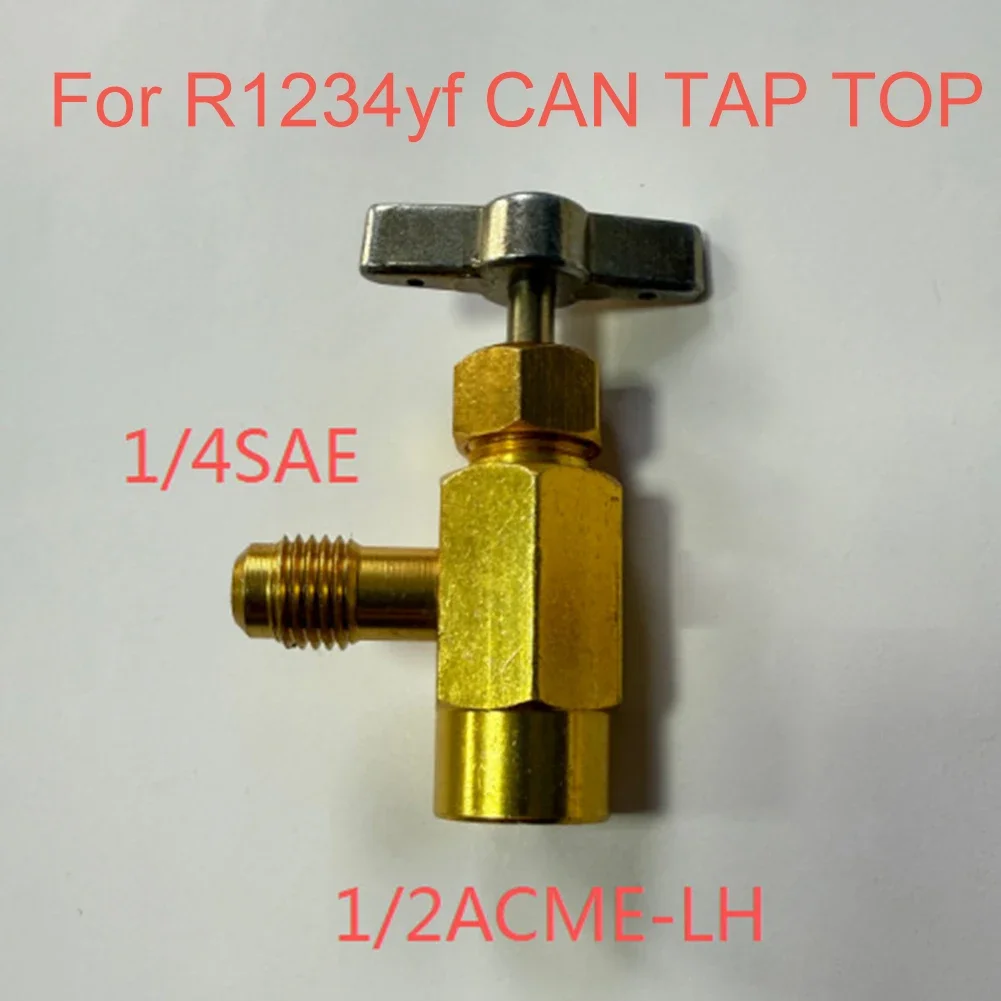 Coppery Color For R1234yf Self-Sealing Bottle Opener 1/2 ACME-LH Left-Handed Refrigerant Can Dispensing Bottle Tap Opener Valve