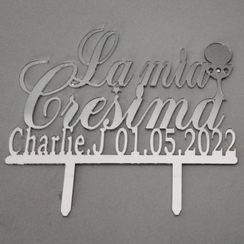 Custom Name Date La Mia Cresima+Your Name Date Cake Topper YC314 image 6