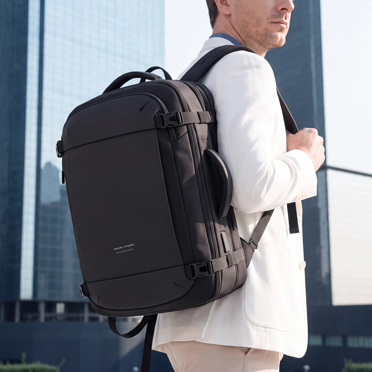 MARK RYDEN 49.5L Expandable Business Travel Backpack Fits 17.3