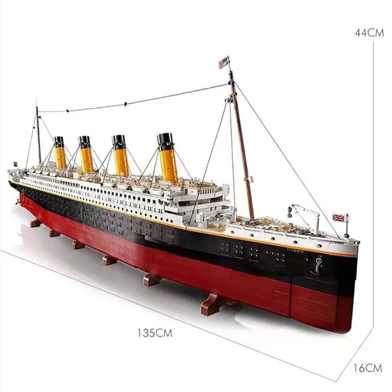 Décennie s de construction Titanic pour enfants, grand bateau de croisière, briques de bateau à vapeur, jouets de bricolage, soleil, en stock, compatible 99023, maintenant-10294