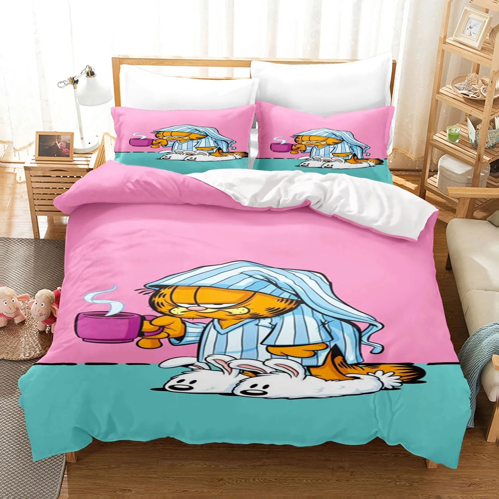 The Garfield Bedding Sets Breathable Bed Cover Comforter Cover Duvet Cover Pillow Case 2-3 Pieces Sets Bedroom Decoration