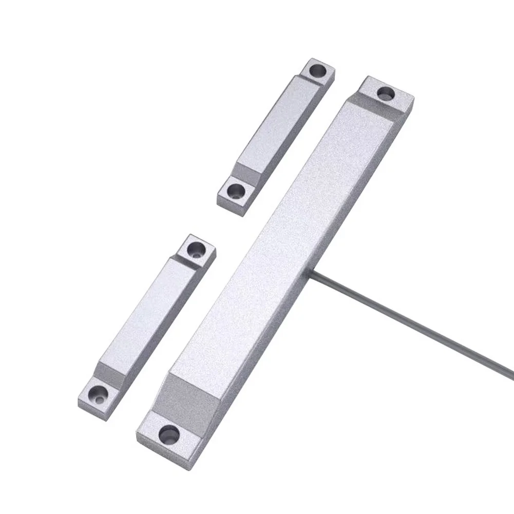 Wired Door Sensor Magnetic Door Switch Home Security Silver Magnetic Door Switch Detector Aluminum Alloy Component