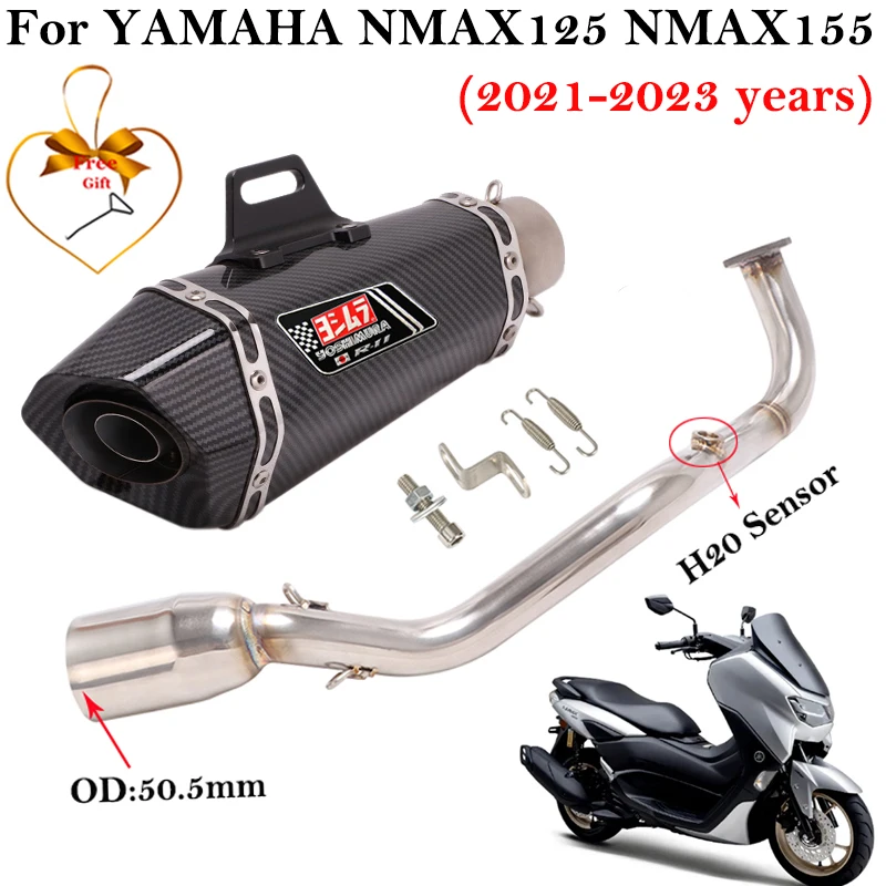 Full System For Yamaha NMAX 125 155 NMAX125 NMAX155 2021 - 2023 Motorcycle Exhaust Escape Modify Front Link Pipe With H2O Sensor