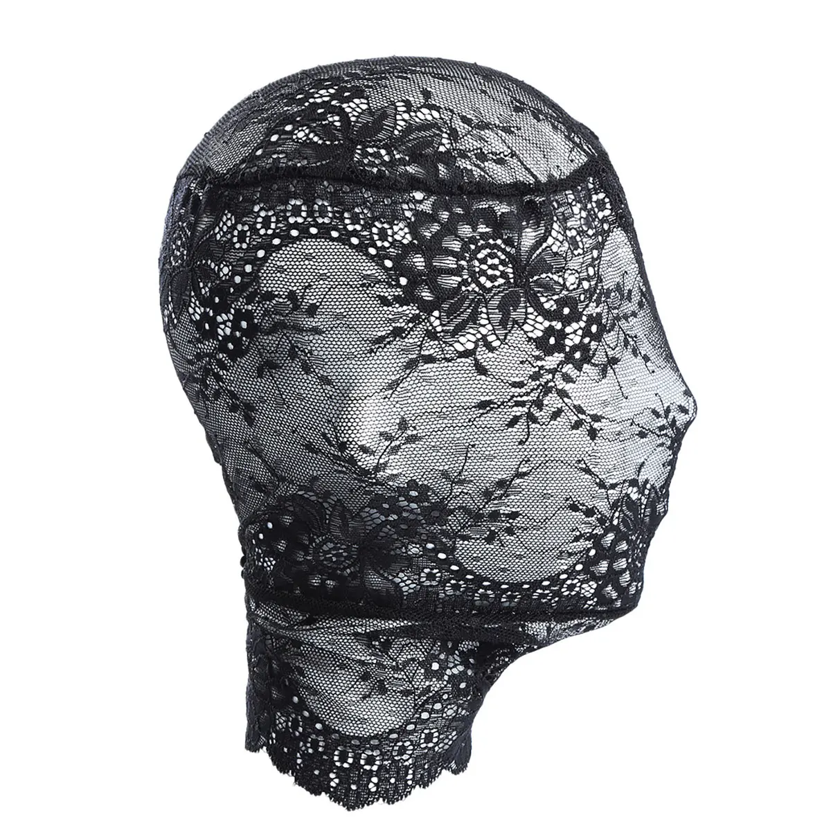 Masque en dentelle noire sexy pour femmes, masque de mascarade de fête unisexe pour adultes, capuche complète, couvre-tête, Festival Halloween Cosplay, masque pour les yeux