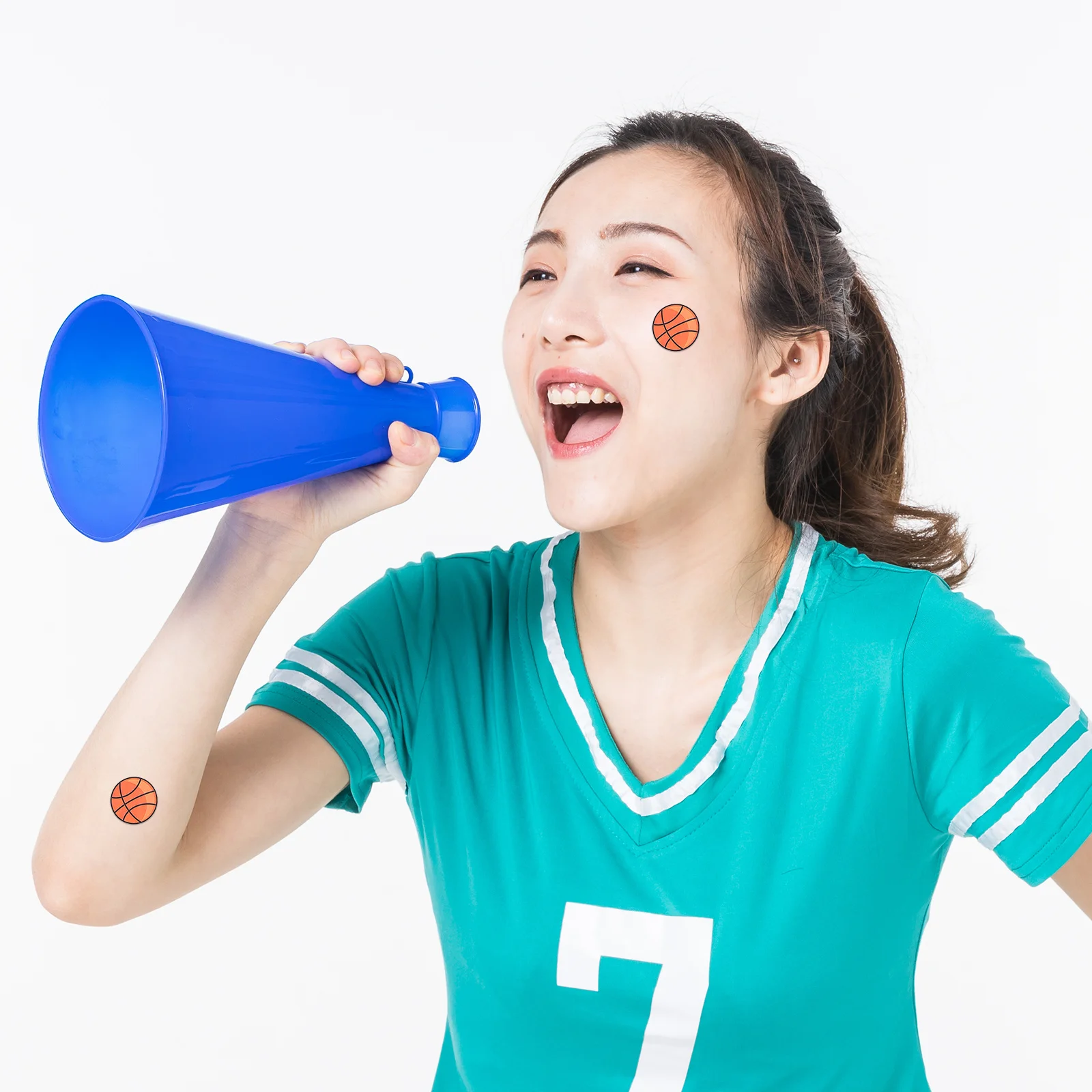 

Basketball Face Temporary Tattoos 1 Sheet Realistic Design Waterproof Adhesive Skin Stickers for Holiday Game Night Pool Party