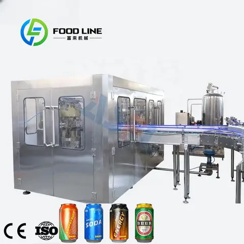 Linea di produzione di lattine di birra in alluminio completamente automatica da 250 ml 330 ml. Tappatrice per riempimento di lattine di birra