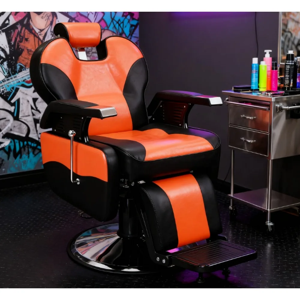 Sillón de peluquero hidráulico profesional, estilo vintage, capacidad de 700 lb, 135 ° Encuentro, 360 ° Rotación, reposacabezas extraíble Salón de belleza