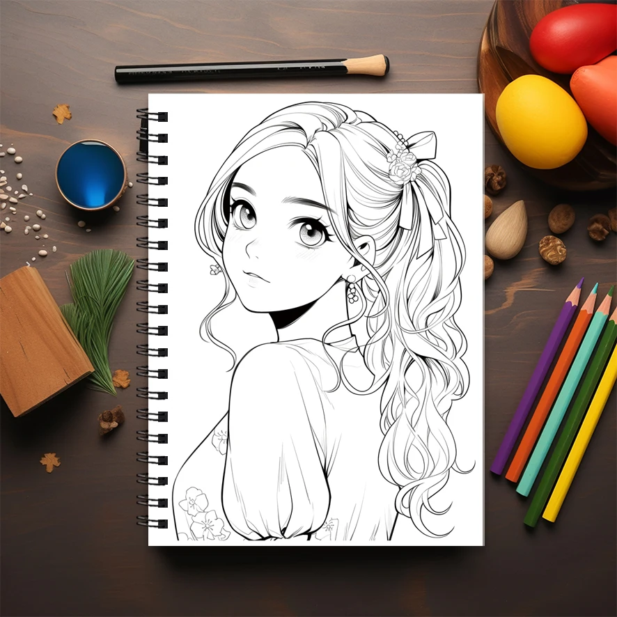 Adult Coloring Book 8.3x11.2 Inches 22 Pages Beauty Character Design Stress Relief Emotion Positivity Focus