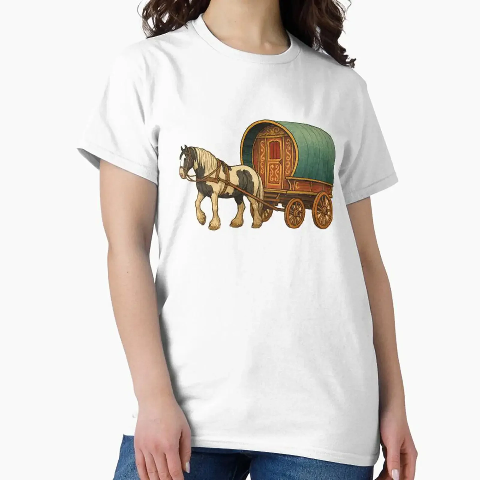 Horse and Cart Bow Top Gypsy Caravan designed sold by FeeandBee vintage Washed streetwear homme Unisex designer clothes