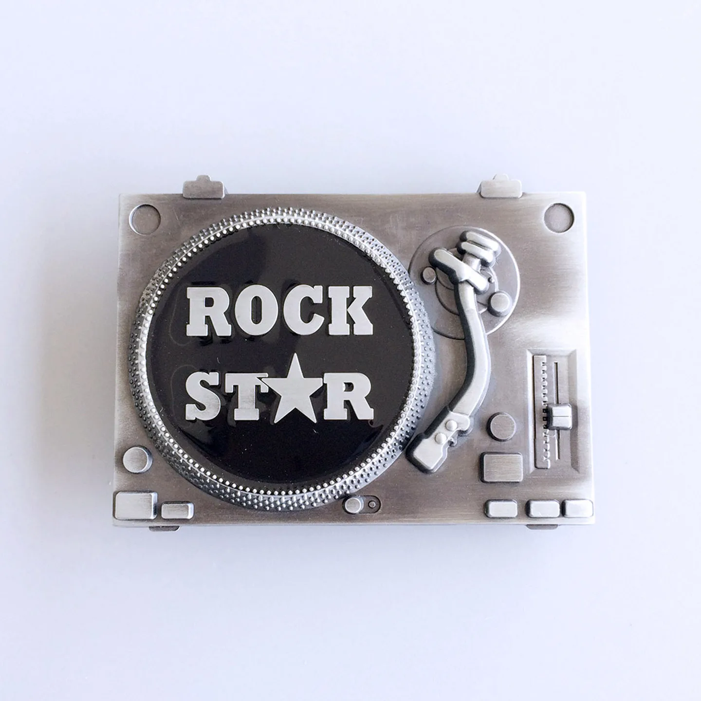 Antique Silver DJ Turntable Music Belt Buckle BUCKLE-MU045