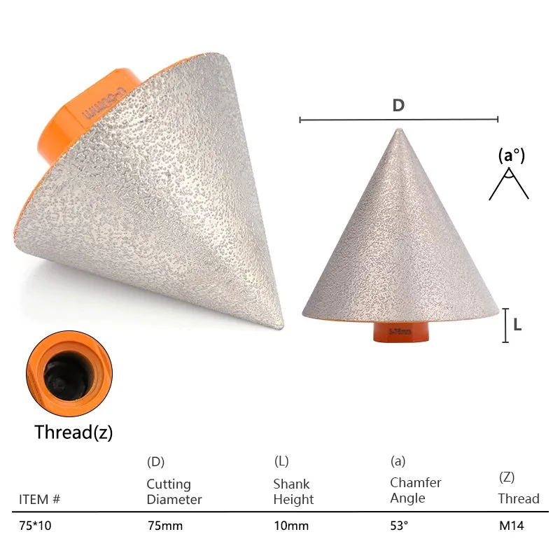 XCAN M14 Diamant Fase Bits 20-75mm Fräsen Fliesen Cutter Marmor Beton Loch Sah Mauerwerk Bohren Kronen Bau werkzeuge