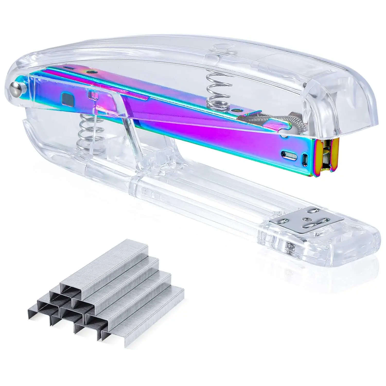 

Acrylic Stapler with Fashion Transparent Shape for Office Home, Durable Spring, Includes 1000 Staples
