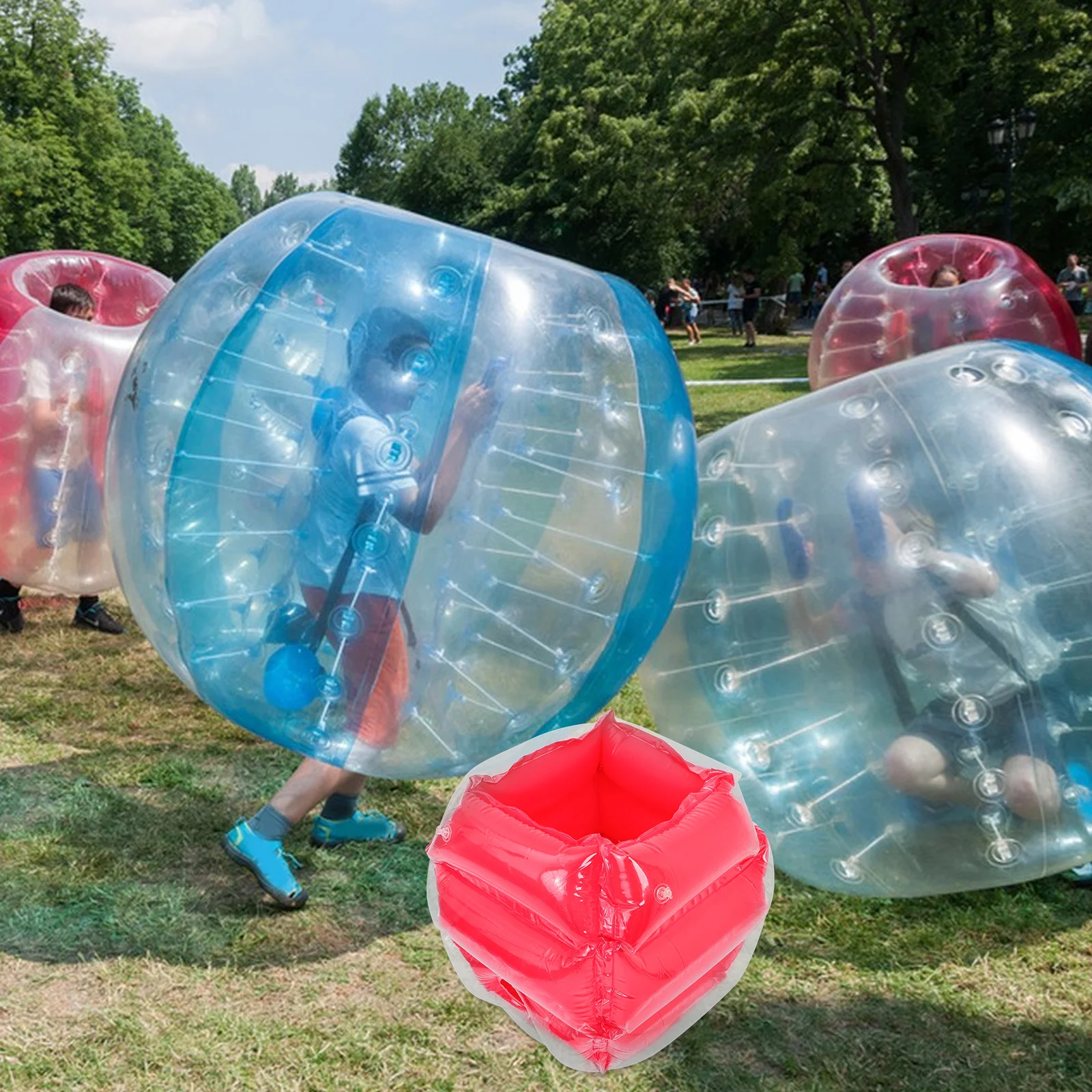 

Inflatable PVC Bumper Ball Outdoor Fun Collision Ball Blow Up Body Bubble Ball Sports Game Prop (Red)