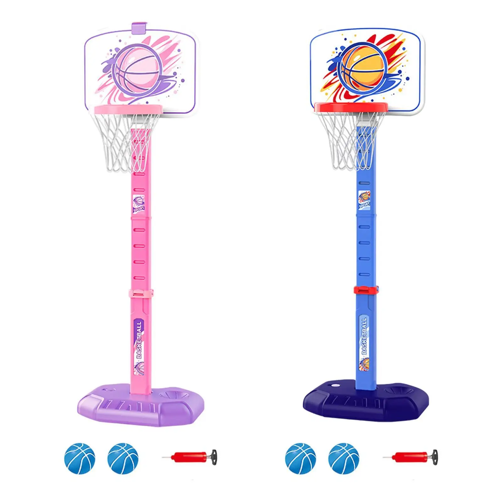 Kids Basketball Hoop and Ball Set Interaction Game Toys for Boys Girls Family Gifts with Air Pump for Outside Sports