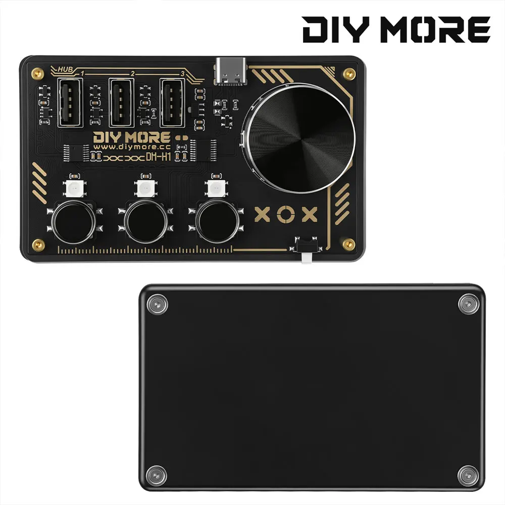 DC 5V Diymore Hub Dm-H1 Hub Docking Station 3 Programmable Keys WS2812B RGB LED Lights Custom Keyboard Desktop Controller Type C