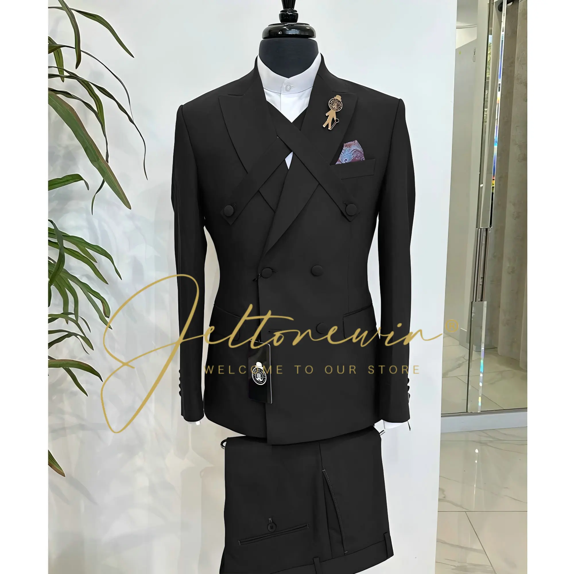 بدل رجالية بيج غير رسمية مزدوجة الصدر ذروة التلبيب سليم صالح حفل زفاف البدلات الرسمية الذكور الملابس 2 قطعة سترة السراويل مجموعات