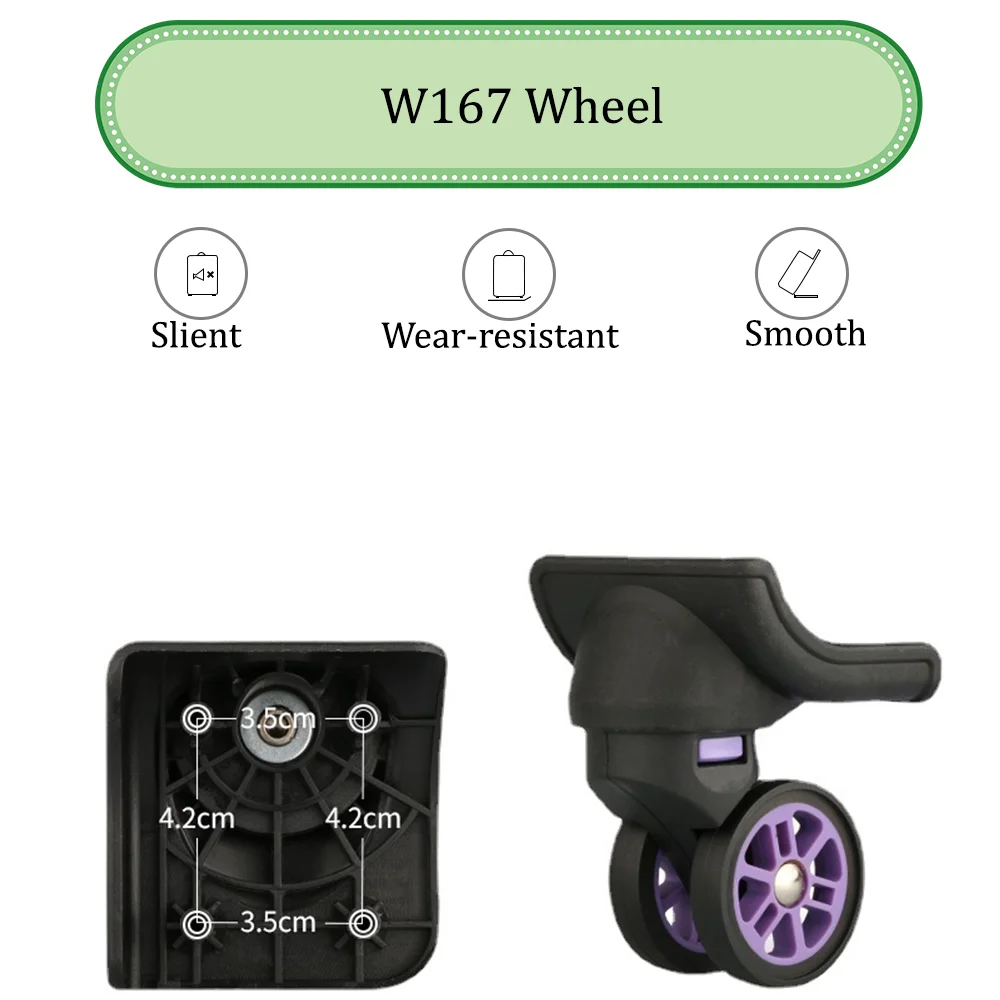 

W167 Black Universal Wheel Trolley Case Wheel Replacement Luggage Pulley Sliding Casters Slient Wear-resistant Smooth Repair