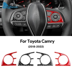 Real Soft Carbon Fiber Sticker For Toyota Camry 2018 2019 2020 2021 2022 For Avalon 2019-2022 LHD Car Steering Wheel Button Trim
