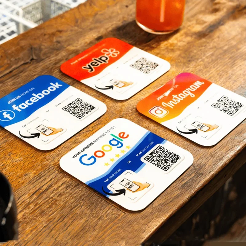 Custom Google Review Sign NFC Touch QR Code Acrylic Social Media Connected Plate Instagram Facebook Plate Shop Business Decor