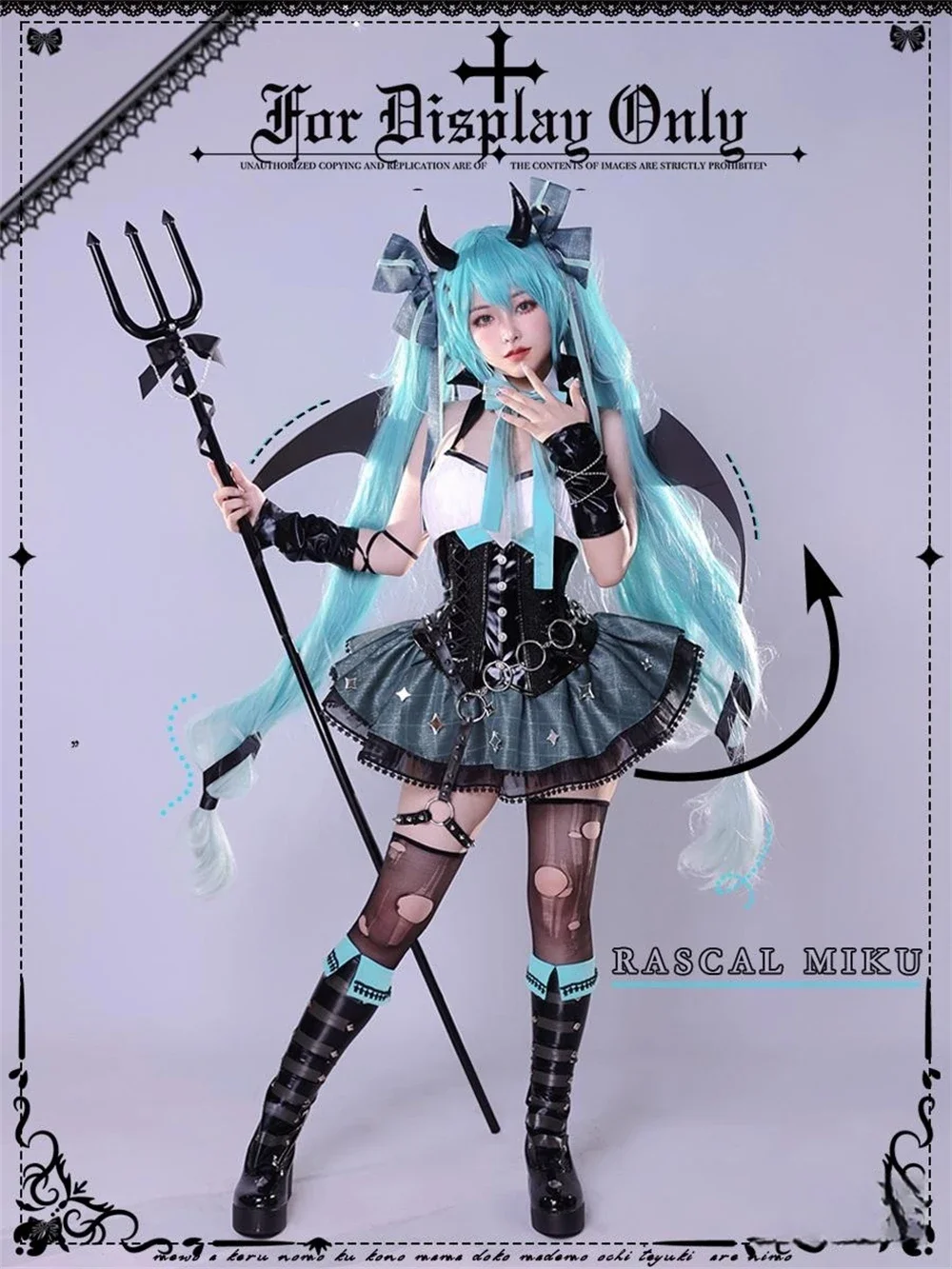 Anime Miku Little Demon Raccoon Cosplay Costume Woman Halloween MIKU Devil Cute Cosplay Dress