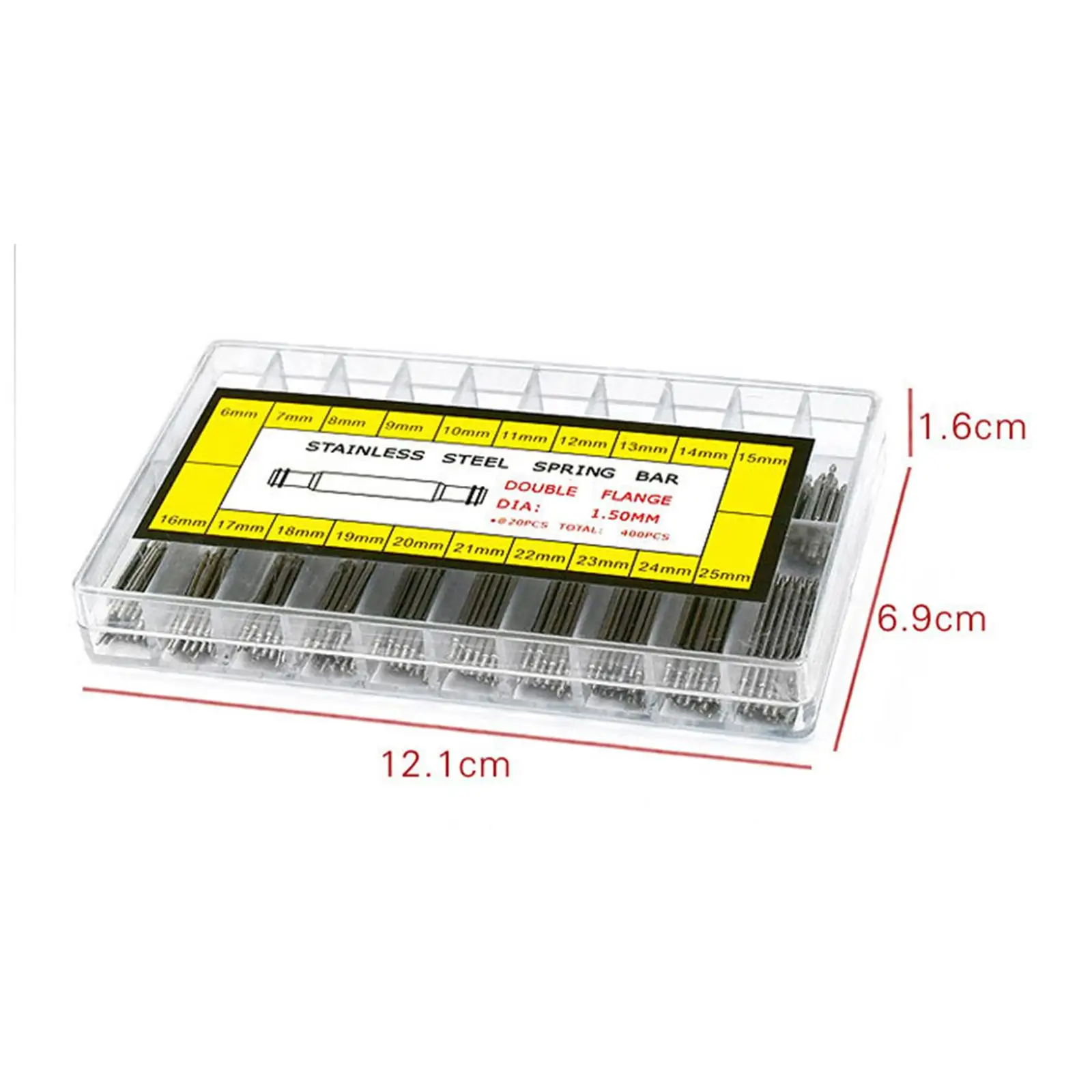 حزام الساعة، قضبان زنبركية من الفولاذ المقاوم للصدأ 6 مم 25 مم 400 قطعة، مجموعة أدوات إصلاح مريحة وسهلة جدًا. المحمولة #3