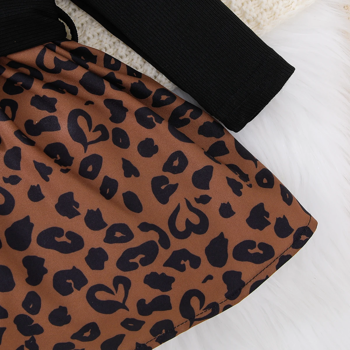 فستان بناتي للربيع والخريف كاجوال بطبعة الفهد الأسود مع حزام ملابس أطفال صغار ملابس أطفال أفريقية عرقية #5